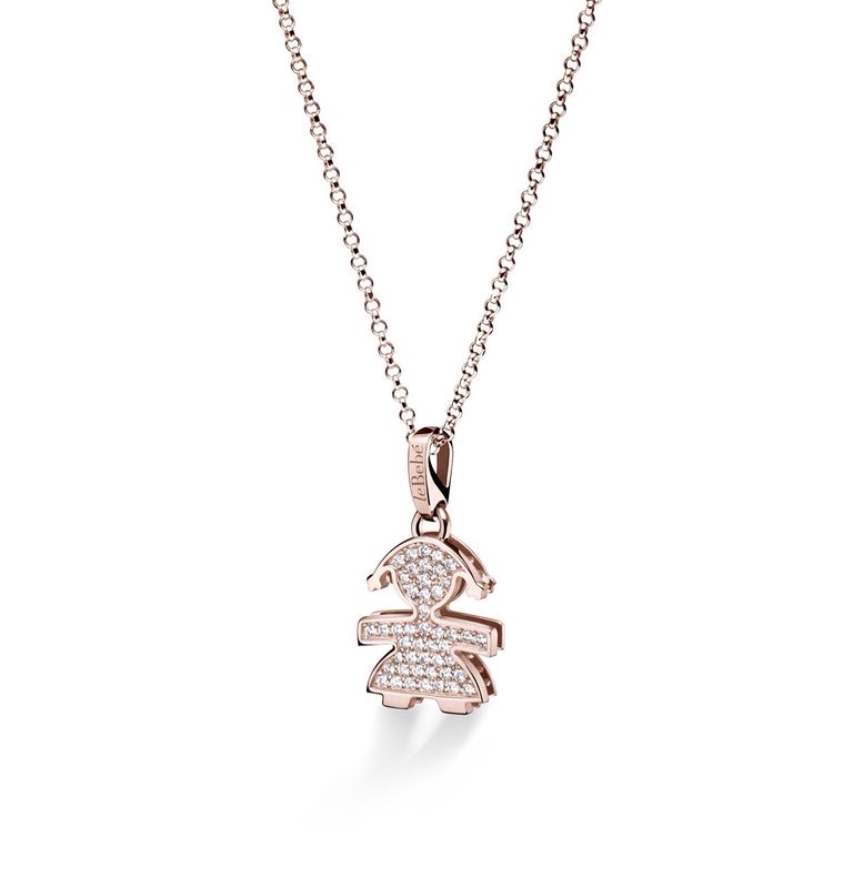 Ciondolo con catena sagoma bimba oro rosa - Le Bebe’ LBB154