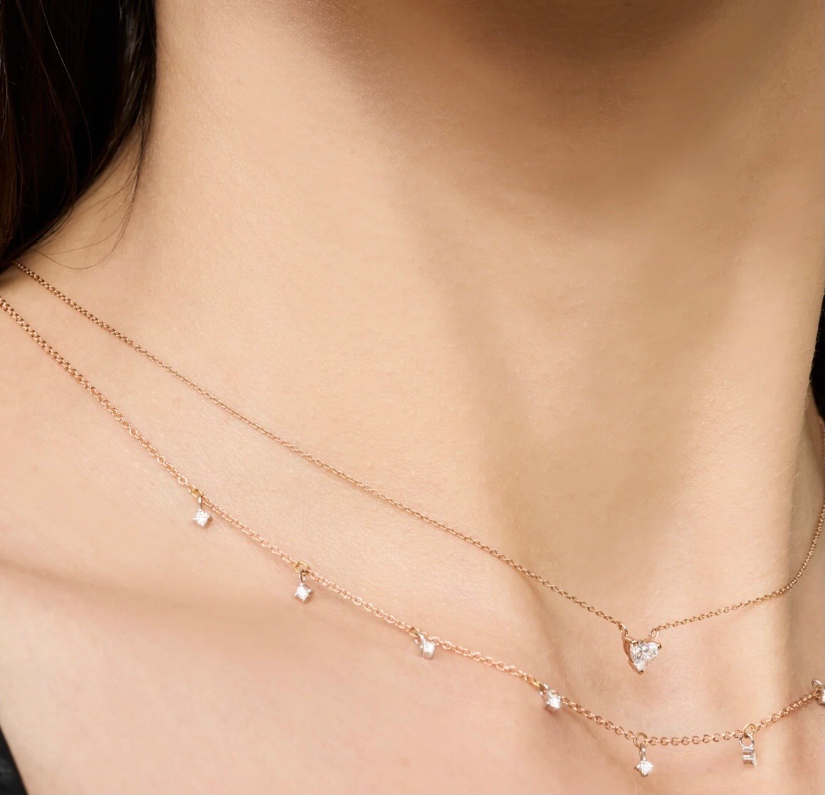 COLLANA CON DIAMANTE BIANCO A CUORE IN ORO ROSA MARCO GERBELLA