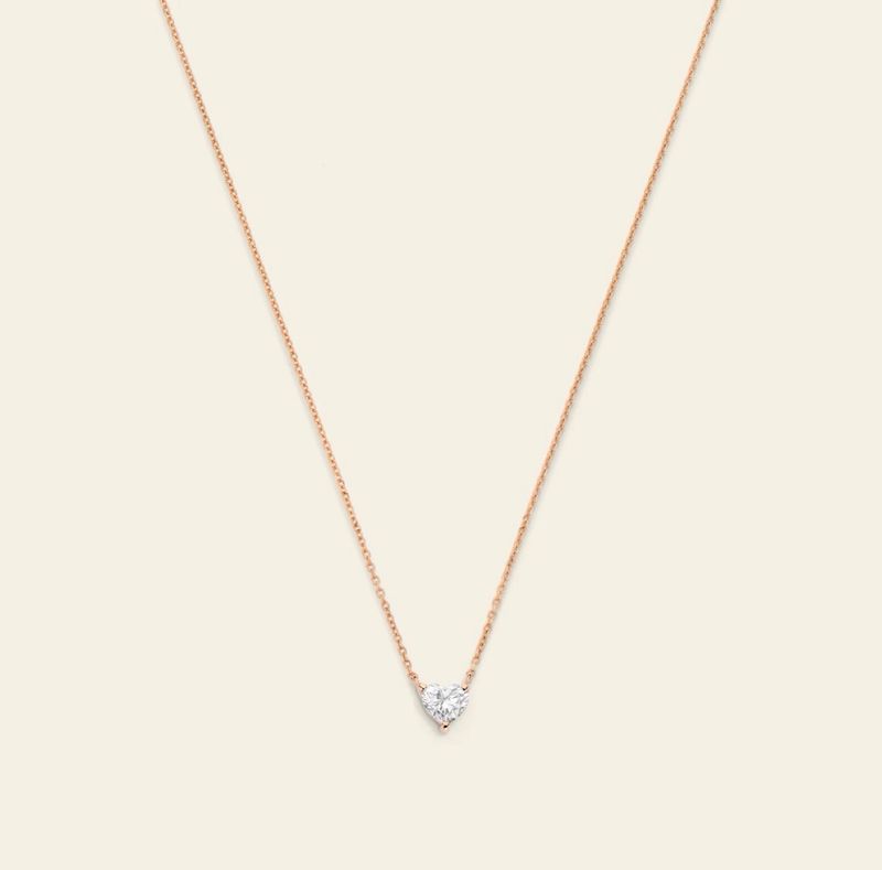 COLLANA CON DIAMANTE BIANCO A CUORE IN ORO ROSA MARCO GERBELLA