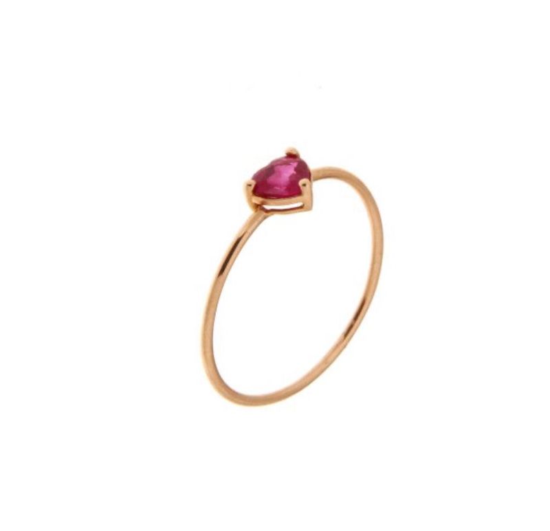 ANELLO CON RUBINO ROSSO A CUORE IN ORO ROSA MARCO GERBELLA