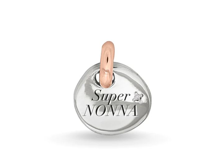 RUBINIA Sigillo 13 mm in Argento 925 con maglia in Oro Rosa 9 kt