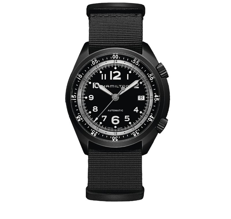 HAMILTON - KHAKI AVIATION PILOT PIONEER ALUMINIUM