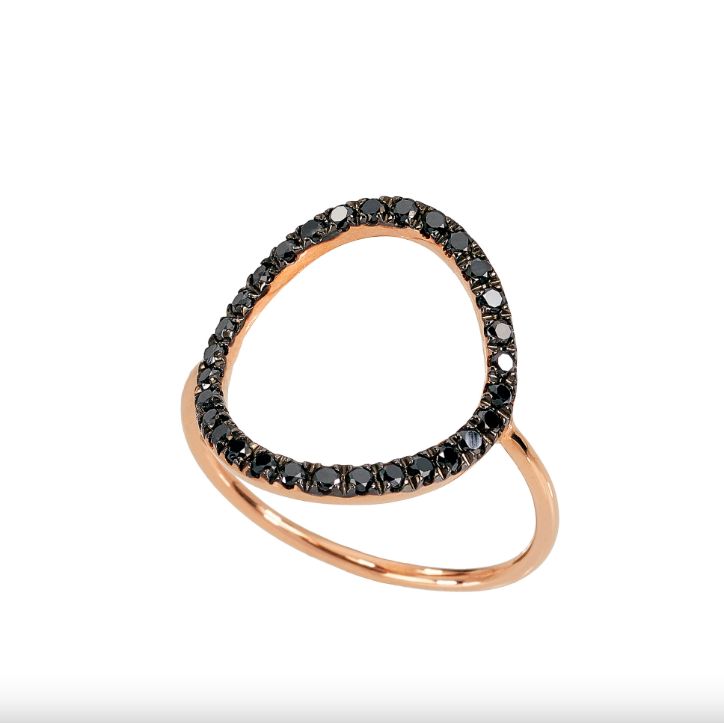 MARCO GERBELLA - ANELLO CON BOLLA A FILO E DIAMANTI NERI