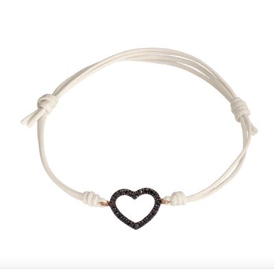 MARCO GERBELLA - BRACCIALE CORDINO CON CUORE E DIAMANTI NERI MARCO GERBELLA - BRACCIALE CORDINO CON CUORE E DIAMANTI NERI