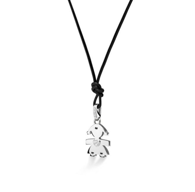 LE BEBE' - I DIAMANTINI ♡ CIONDOLO BIMBA ORO BIANCO E DIAMANTI