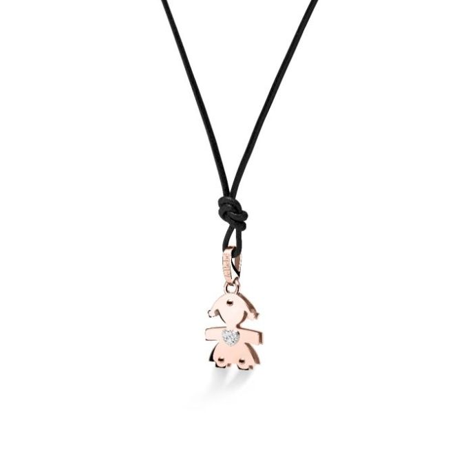 LE BEBE' - I DIAMANTINI ♡ CIONDOLO BIMBA ORO ROSA E DIAMANTI