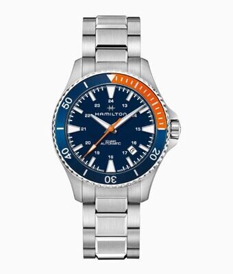 HAMILTON - KHAKI NAVY SCUBA BLACK&ORANGE AUTO 40MM CINTURINO IN ACCIAIO