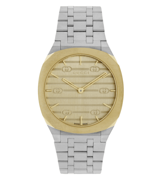 OROLOGIO GUCCI 25H ORO 34 MM CINTURINO IN ACCIAIO OROLOGIO GUCCI 25H ORO 34 MM CINTURINO IN ACCIAIO