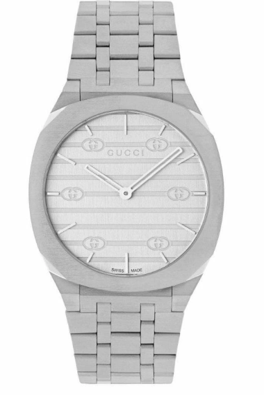 OROLOGIO GUCCI 25H ARGENTO 34 MM CINTURINO IN ACCIAIO OROLOGIO GUCCI 25H ARGENTO 34 MM CINTURINO IN ACCIAIO