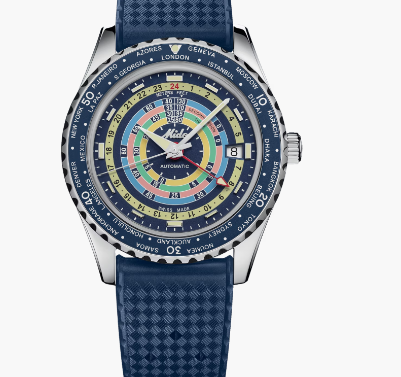 MIDO - OCEAN STAR DECOMPRESSION WORLDTIMER (EDIZIONE SPECIALE - 1 CINT. EXTRA) BLU MIDO - OCEAN STAR DECOMPRESSION WORLDTIMER (EDIZIONE SPECIALE - 1 CINT. EXTRA) BLU
