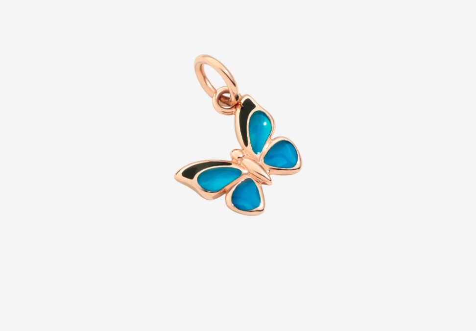 DODO CHARM FARFALLA ORO ROSA E SMALTO BLU
