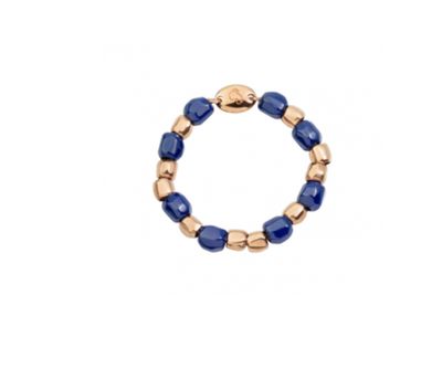 DODO ANELLO MINI GRANELLI MORBIDO ORO ROSA E CERAMICA BLU