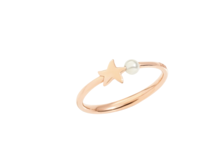 DODO ANELLO STELLINA ORO ROSA E UNA PERLA DI CRISTALLO DODO ANELLO STELLINA ORO ROSA E UNA PERLA DI CRISTALLO