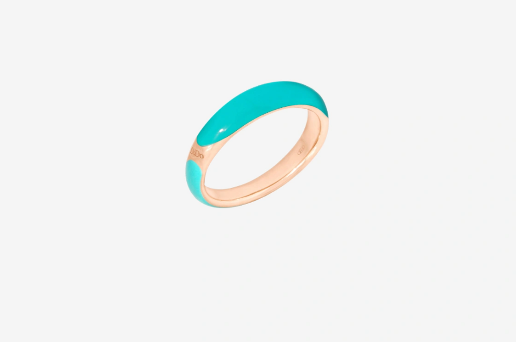 DODO ANELLO RONDELLE ORO ROSA E SMALTO BI COLOR TURCHESE DODO ANELLO RONDELLE ORO ROSA E SMALTO BI COLOR TURCHESE