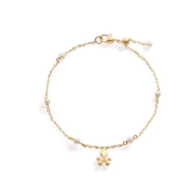 LE BEBE' - LE PERLE ♡ BRACCIALE BIMBO ORO GIALLO, PERLE E DIAMANTE
