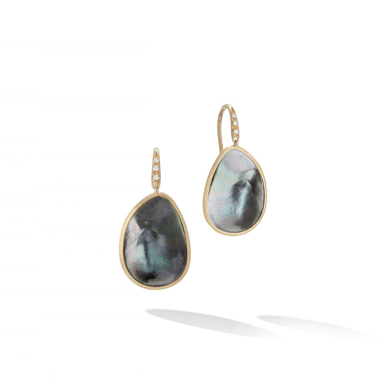 MARCO BICEGO - ORECCHINI LUNARIA ORO GIALLO E FOGLIE DI MADREPERLA GRIGIA