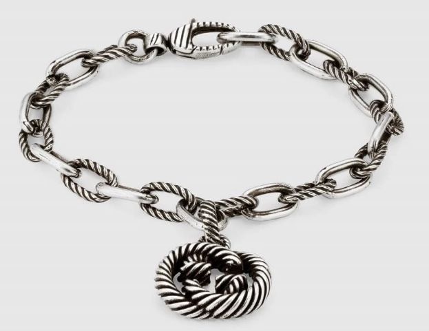 GUCCI - BRACCIALE PENDENTE GG ARGENTO RIGATO GUCCI - BRACCIALE PENDENTE GG ARGENTO RIGATO