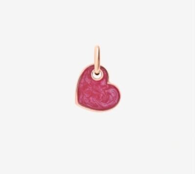 DODO CIONDOLO CUORE ORO ROSA E SMALTO ROSSO EFFETTO MADREPERLA