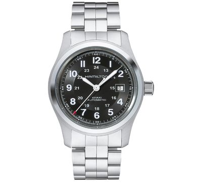 HAMILTON - KHAKI FIELD AUTO NERO 42MM CINTURINO IN ACCIAIO HAMILTON - KHAKI FIELD AUTO NERO 42MM CINTURINO IN ACCIAIO