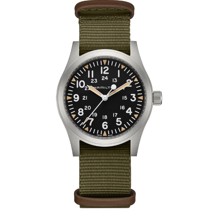 HAMILTON - KHAKI FIELD MECHANICAL NERO 42MM CINTURINO IN TESSUTO HAMILTON - KHAKI FIELD MECHANICAL NERO 42MM CINTURINO IN TESSUTO