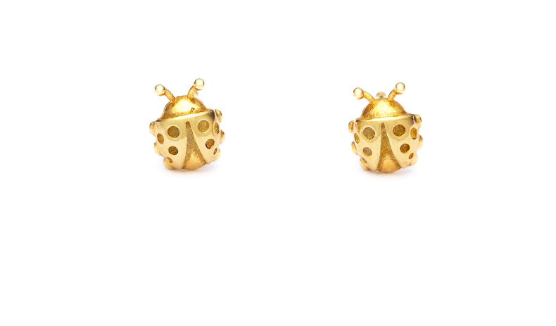 GIOVANNI RASPINI - ORECCHINI MINI COCCINELLA ARGENTO 925 IN BAGNO D'ORO GIOVANNI RASPINI - ORECCHINI MINI COCCINELLA ARGENTO 925 IN BAGNO D'ORO