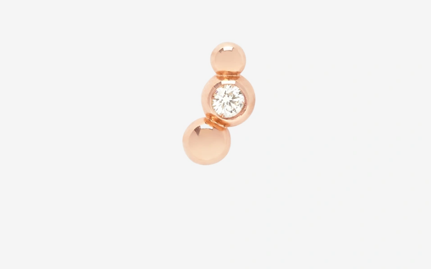 DODO ORECCHINI BOLLICINE ORO ROSA E UN DIMANTE BIANCO
