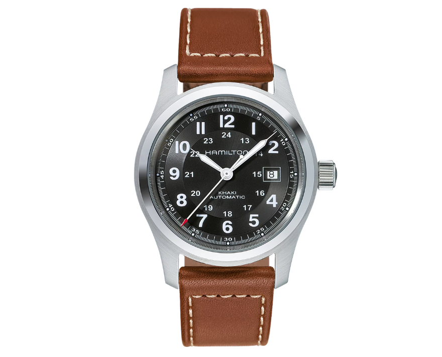 HAMILTON - KHAKI FIELD AUTO NERO 42mm CINTURINO IN PELLE