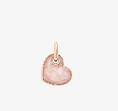 DODO CIONDOLO CUORE ORO ROSA E SMALTO ROSA EFFETTO MADREPERLA