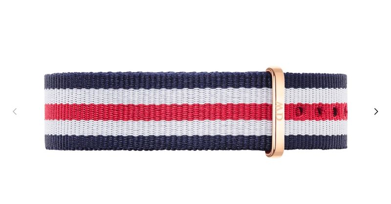 DANIEL WELLINGTON CINTURINO CLASSIC CANTERBURY BLU, BIANCO E ROSSO - ORO ROSA DANIEL WELLINGTON CINTURINO CLASSIC CANTERBURY BLU, BIANCO E ROSSO - ORO ROSA