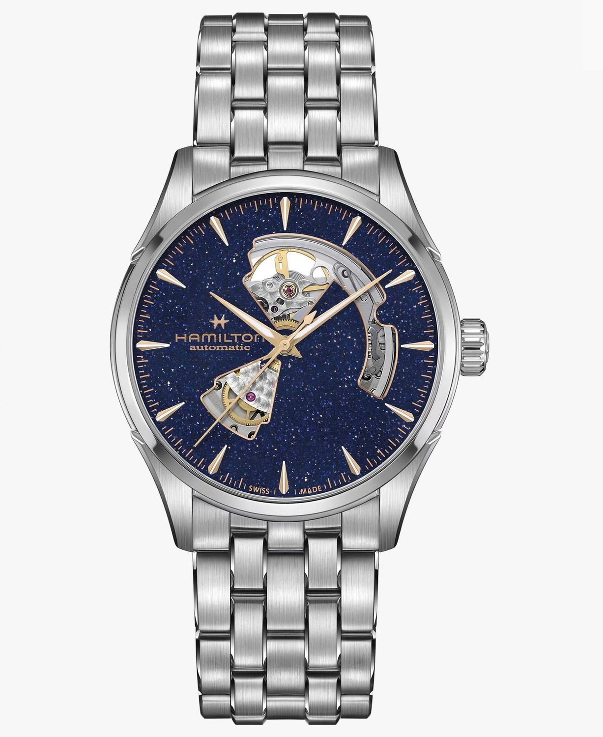 HAMILTON JAZZMASTER OPEN HEART BLU NOTTE SCINTILLANTE 42MM CINTURINO IN ACCIAIO HAMILTON JAZZMASTER OPEN HEART BLU NOTTE SCINTILLANTE 42MM CINTURINO IN ACCIAIO