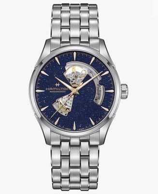 HAMILTON JAZZMASTER OPEN HEART BLU NOTTE SCINTILLANTE 42MM CINTURINO IN ACCIAIO