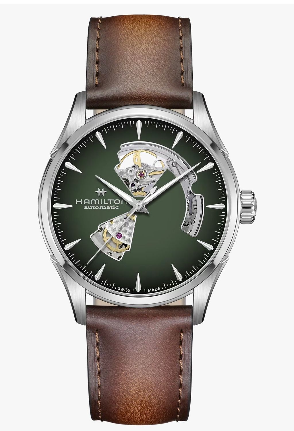 HAMILTON JAZZMASTER OPEN HEART VERDE 42MM CINTURINO IN PELLE HAMILTON JAZZMASTER OPEN HEART VERDE 42MM CINTURINO IN PELLE