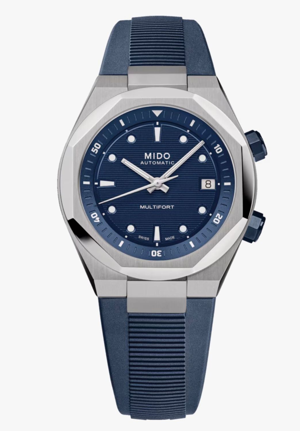 MIDO MULTIFORT 8 TWO CROWNS BLU 40MM CINTURINO IN GOMMA