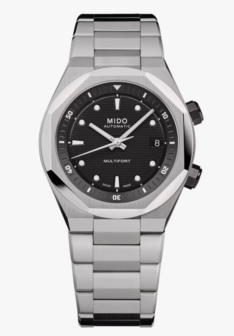 MIDO MULTIFORT 8 TWO CROWNS NERO 40MM CINTURINO ACCIAIO