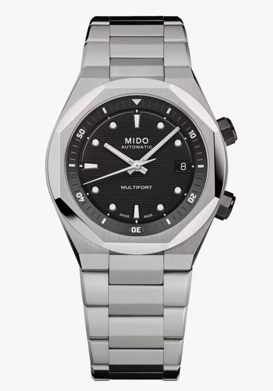MIDO MULTIFORT 8 TWO CROWNS NERO 40MM CINTURINO ACCIAIO