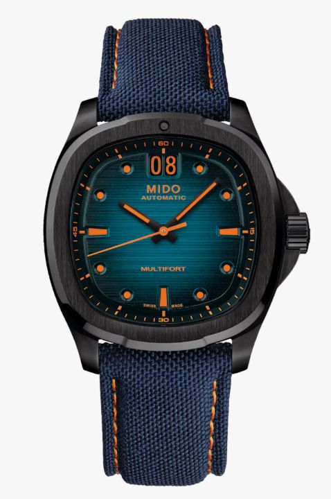 MIDO - MULTIFORT TV BIG DATE BLU SFUMATO 40MM CINTURINO IN TESSUTO MIDO - MULTIFORT TV BIG DATE BLU SFUMATO 40MM CINTURINO IN TESSUTO