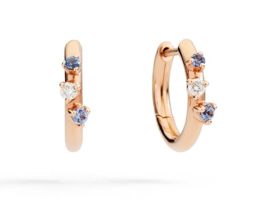 DODO ORECCHINI HOOP ORO ROSA ZAFFIRI E DIAMANTI DODO ORECCHINI HOOP ORO ROSA ZAFFIRI E DIAMANTI