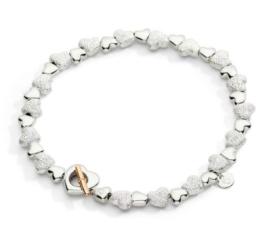 DODO BRACCIALE CUORE CON COMPONENTI ARGENTO E ARGENTO EFFETTO DIAMANTATO