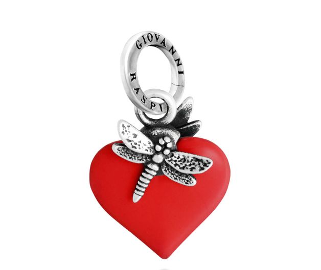 GIOVANNI RASPINI - CHARM CUORE LIBELLULA ROSSO