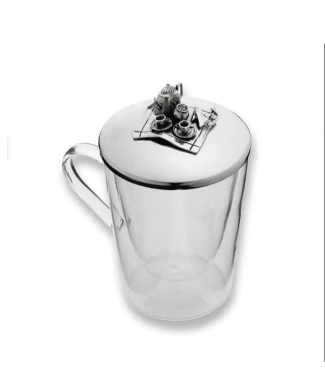 TAZZA TISANIERA GIOVANNI RASPINI HOME VETRO E BRONZO BIANCO