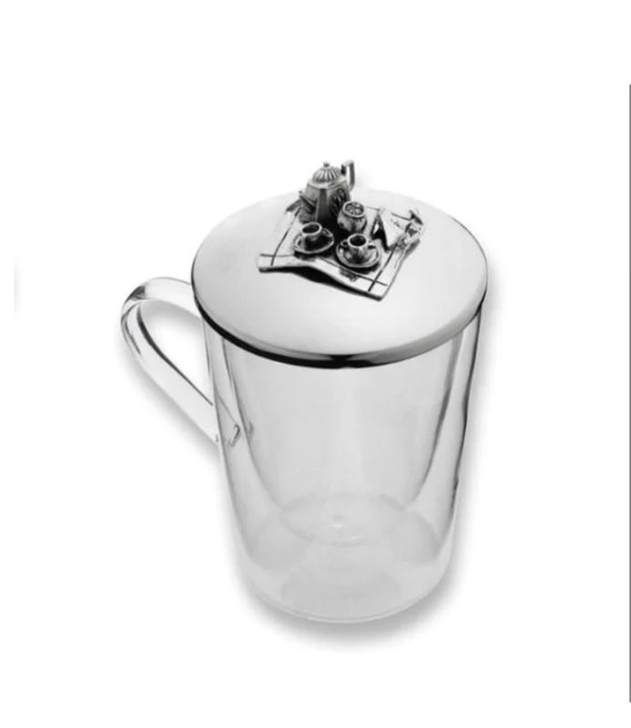 TAZZA TISANIERA GIOVANNI RASPINI HOME VETRO E BRONZO BIANCO