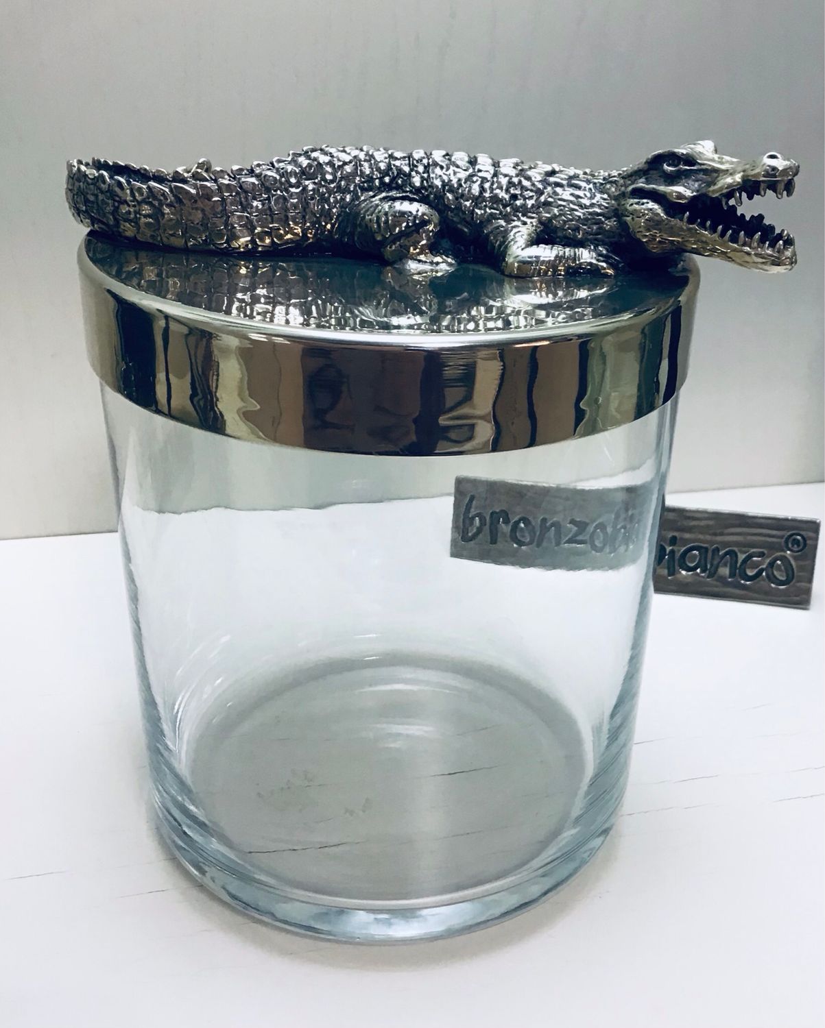 SCATOLA IN VETRO CON COPERCHIO COCCODRILLO GIOVANNI RASPINI