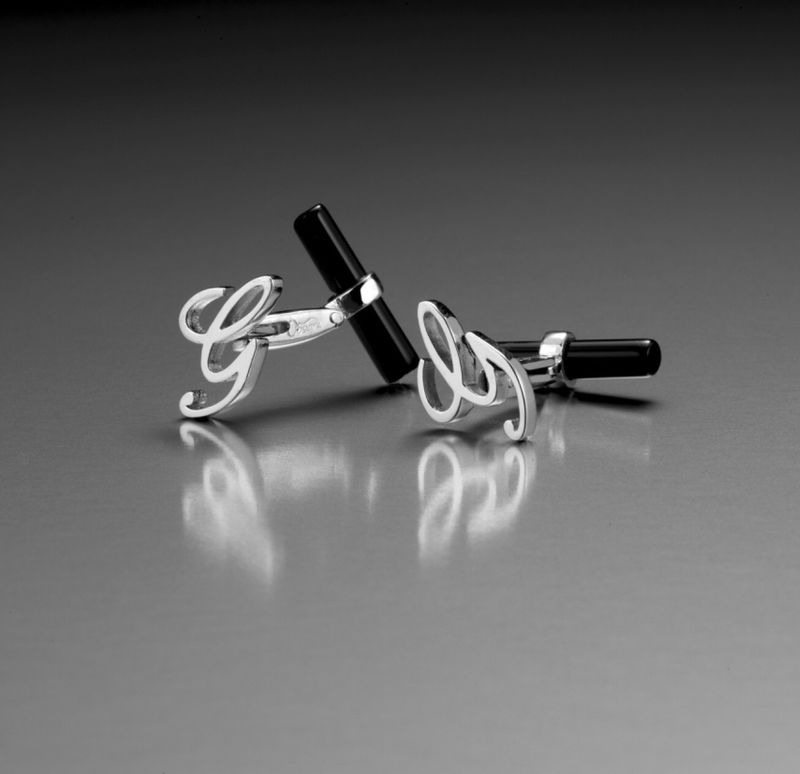 GEMELLI INIZIALE IN ARGENTO CON TERMINALE IN ONICE - OBSIGNO GIOIELLI