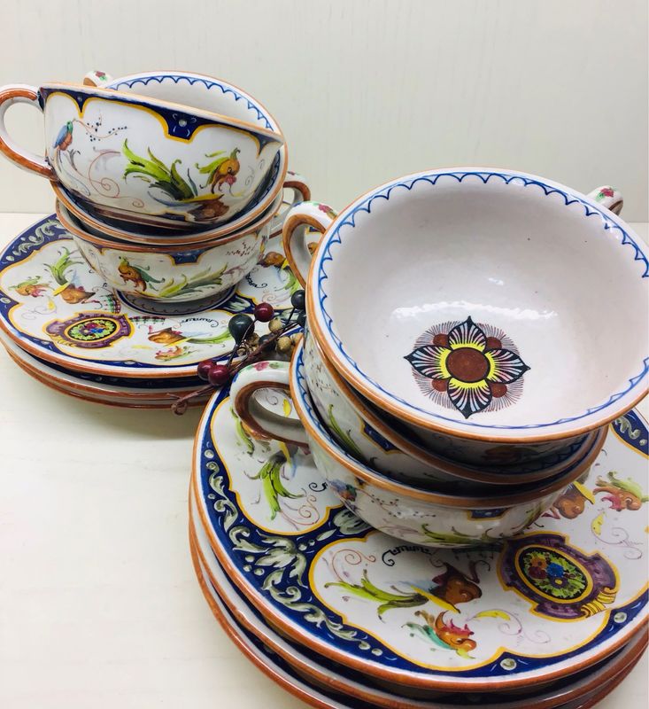 TAZZE CON PIATTO CERAMICA FAENZA