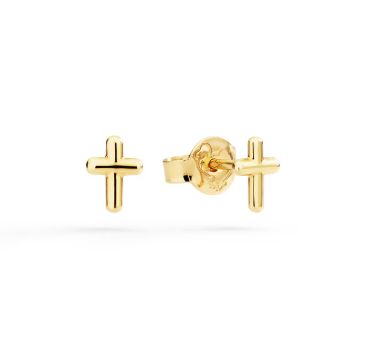 DODO ORECCHINI MINI STUD CROCE ORO GIALLO