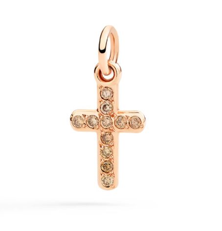 DODO CIONDOLO CROCE ORO ROSA & DIAMANTI