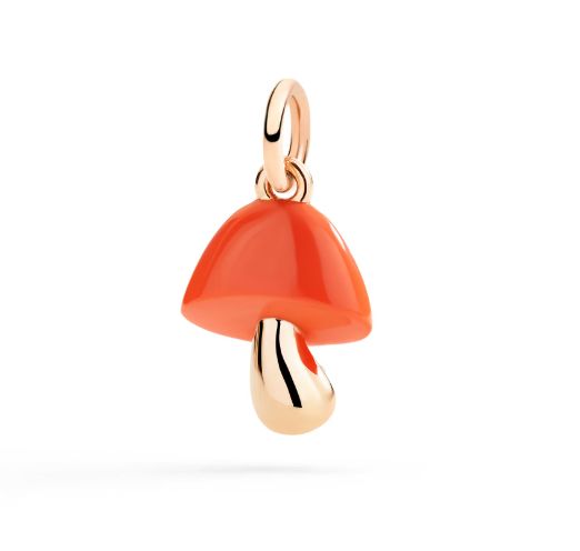 DODO CIONDOLO FUNGHETTO ORO ROSA & SMALTO HYCERAM