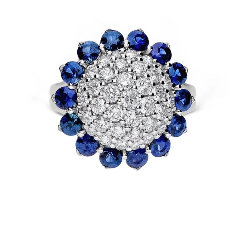 Anello  rotondo Leo Pizzo Diamanti e Zaffiri