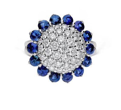 Anello  rotondo Leo Pizzo Diamanti e Zaffiri
