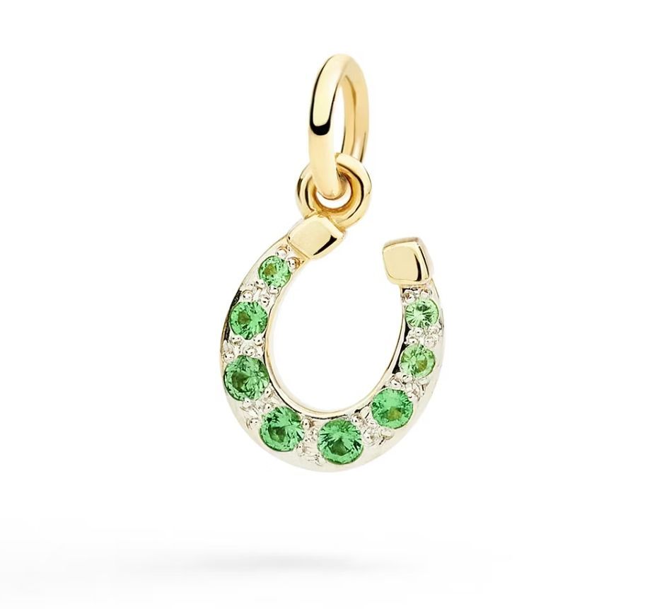 DODO CIONDOLO FERRO DI CAVALLO ORO GIALLO & TSAVORITI